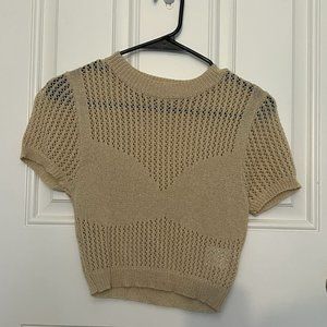 Tan Crochet Tee - Rock N Rags